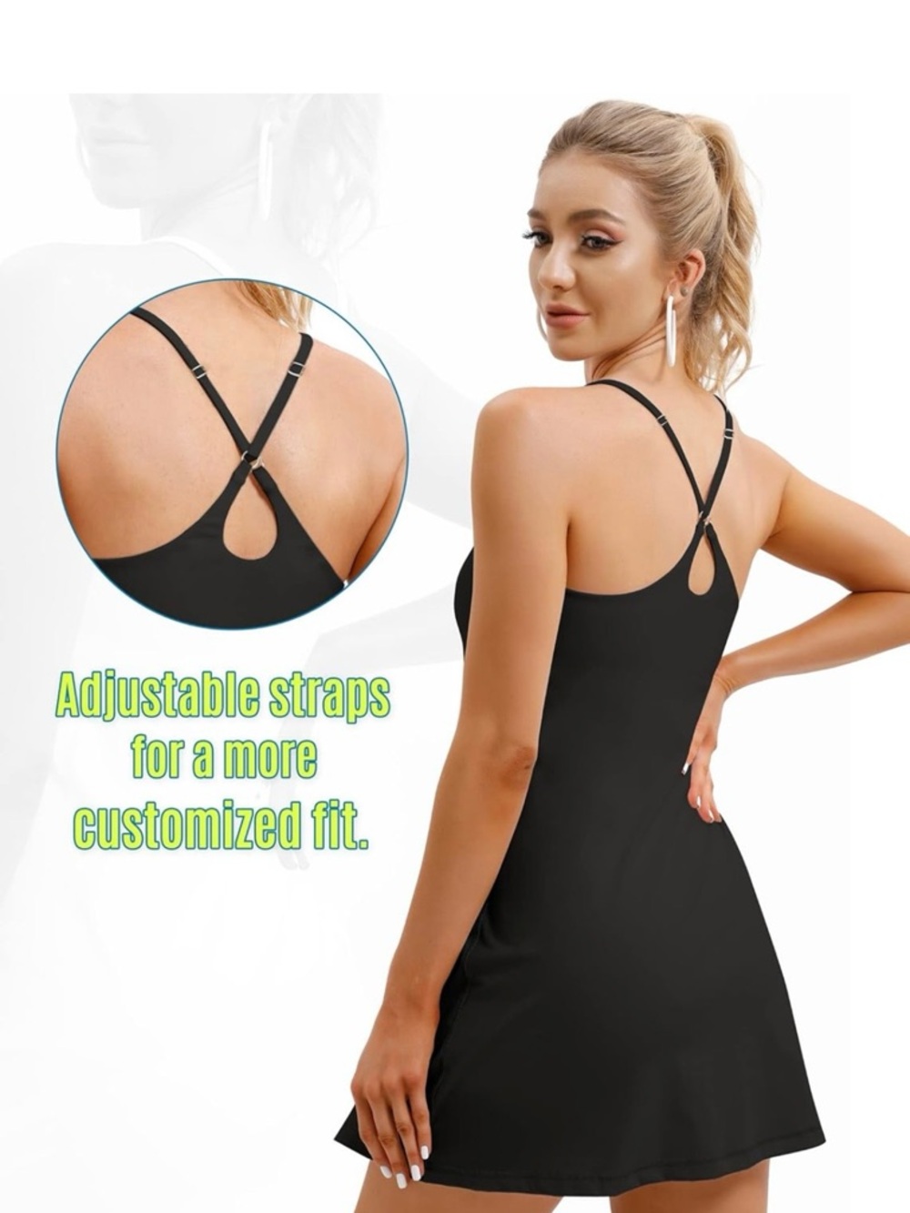 Black Athletic Tennis Dress - Picture 2 of 8
